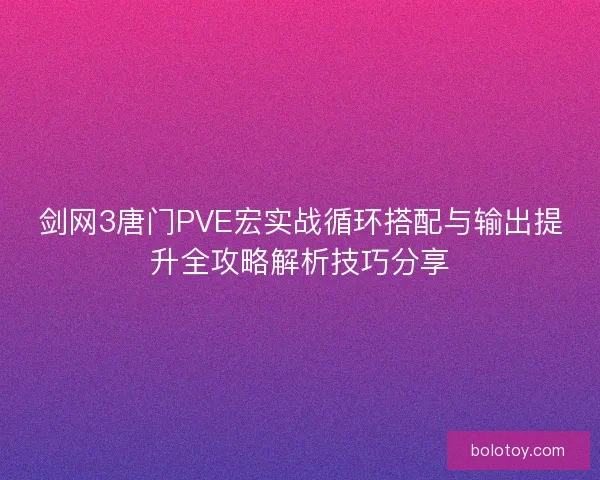 剑网3唐门PVE宏实战循环搭配与输出提升全攻略解析技巧分享