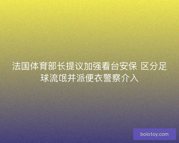 法国体育部长提议加强看台安保 区分足球流氓并派便衣警察介入