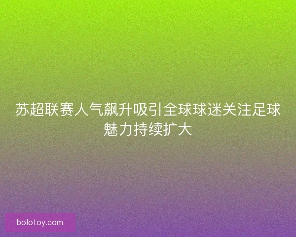 苏超联赛人气飙升吸引全球球迷关注足球魅力持续扩大